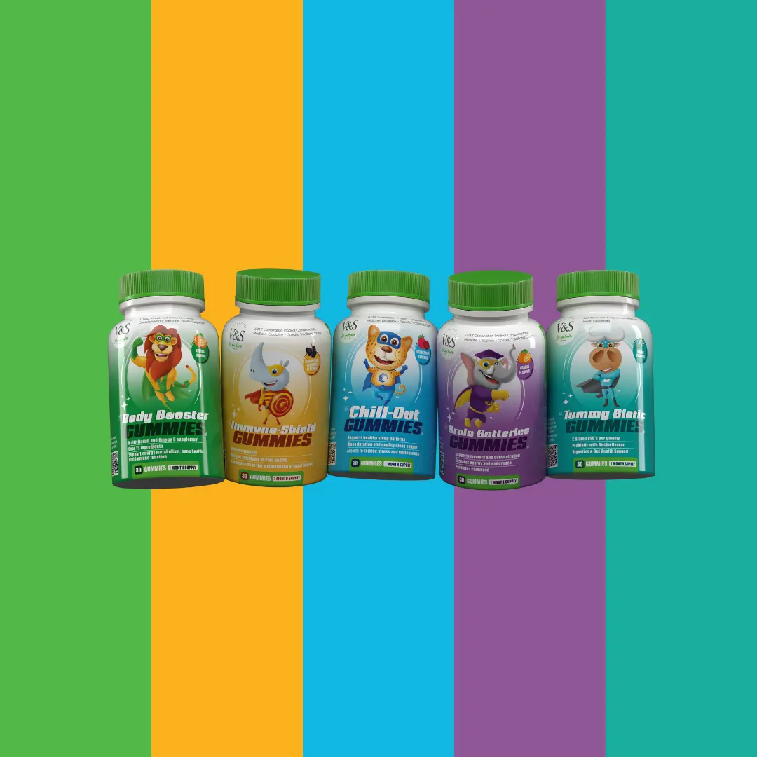 Full V&S Safari Squad Range against the rainbow background